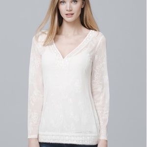 WHBM Ivory Detailed Sheer Tunic